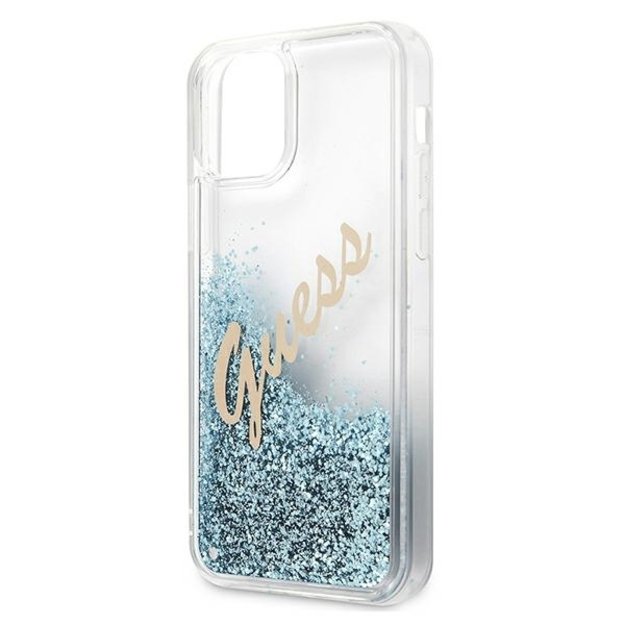 Guess GUHCP12SGLVSBL iPhone 12 mini 5.4&quot  blue/blue hardcase Glitter Vintage Script 12