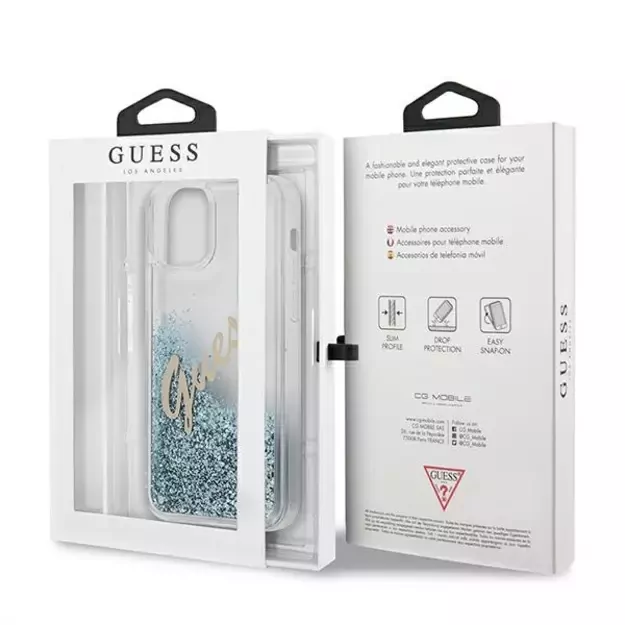 Guess GUHCP12SGLVSBL iPhone 12 mini 5.4&quot  blue/blue hardcase Glitter Vintage Script 7