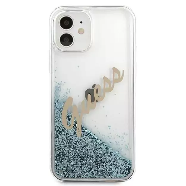 Guess GUHCP12SGLVSBL iPhone 12 mini 5.4&quot  blue/blue hardcase Glitter Vintage Script 2