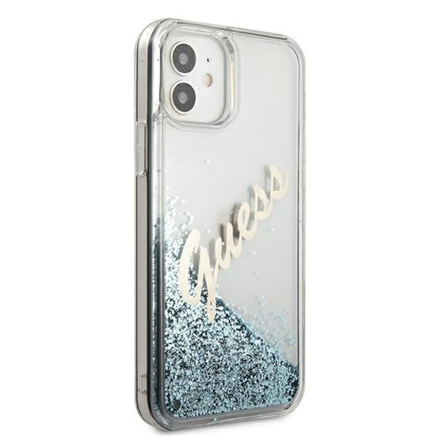 Guess GUHCP12SGLVSBL iPhone 12 mini 5.4&quot  blue/blue hardcase Glitter Vintage Script 10