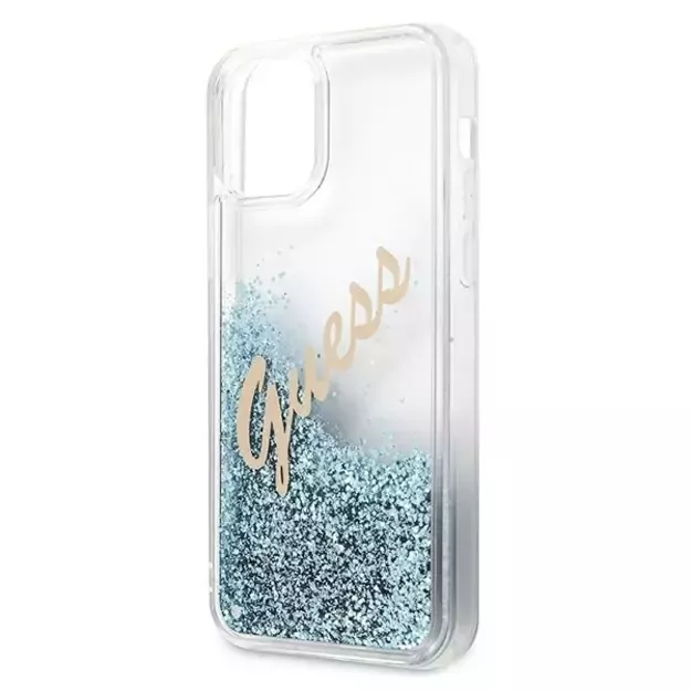 Guess GUHCP12SGLVSBL iPhone 12 mini 5.4&quot  blue/blue hardcase Glitter Vintage Script 5