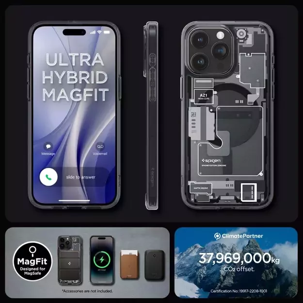 Spigen Ultra Hybrid Mag Case with MagSafe for iPhone 15 Pro - Dark Gray (Zero One Pattern) 22