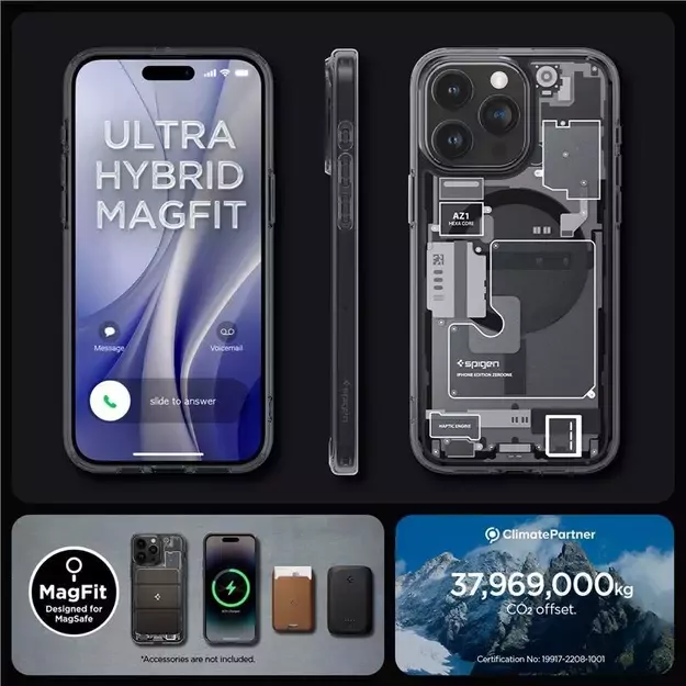 Spigen Ultra Hybrid Mag Case with MagSafe for iPhone 15 Pro - Dark Gray (Zero One Pattern) 17