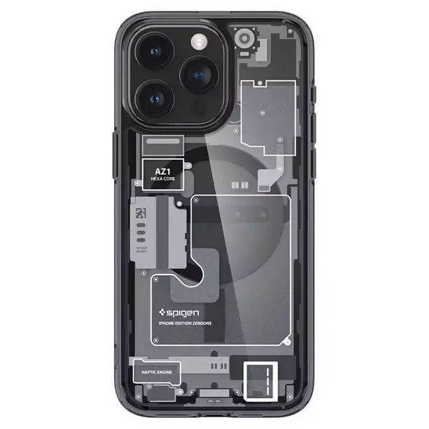 Spigen Ultra Hybrid Mag Case with MagSafe for iPhone 15 Pro - Dark Gray (Zero One Pattern) 18