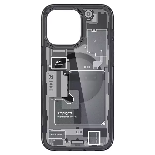 Spigen Ultra Hybrid Mag Case with MagSafe for iPhone 15 Pro - Dark Gray (Zero One Pattern) 11