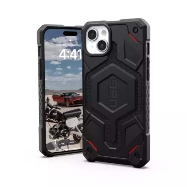 UAG Monarch Pro case with MagSafe for iPhone 15 Plus - black kevlar 4