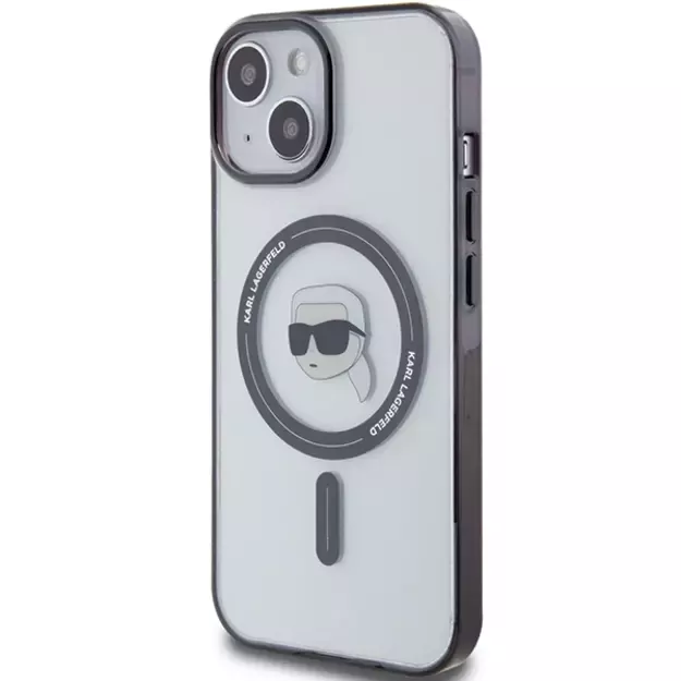 Karl Lagerfeld KLHMP15MHKHNOTK iPhone 15 Plus 6.7&quot  transparent hardcase IML Karl`s Head MagSafe 1