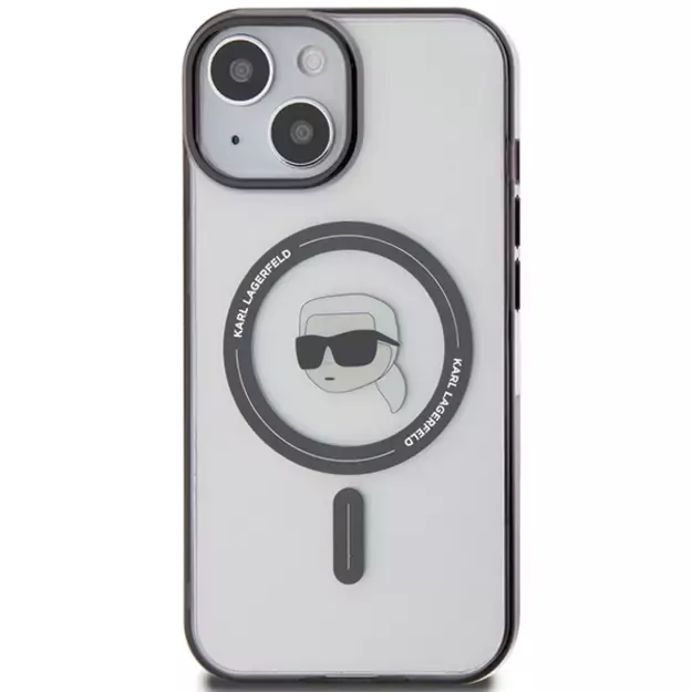 Karl Lagerfeld KLHMP15MHKHNOTK iPhone 15 Plus 6.7&quot  transparent hardcase IML Karl`s Head MagSafe 2