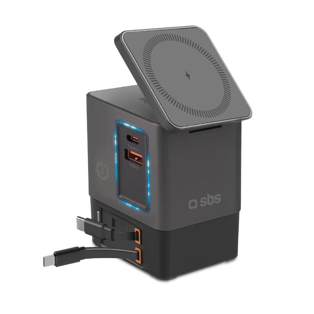 SBS Power Dock 6-in-1 with MagSafe, Stand, and USB-C Cables 65W – Black