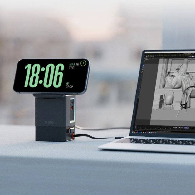 SBS Power Dock 6-in-1 with MagSafe, Stand, and USB-C Cables 65W – Black 8