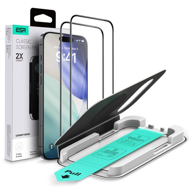 ESR UltraFit Tempered Glass 2-pack for iPhone 17 Air - transparent