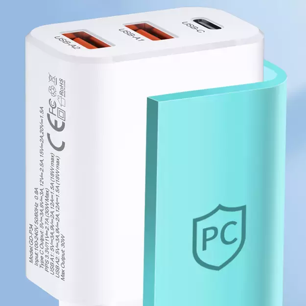 Wozinsky CWCUCW 30W USB-C / 2 x USB-A wall charger - white 22
