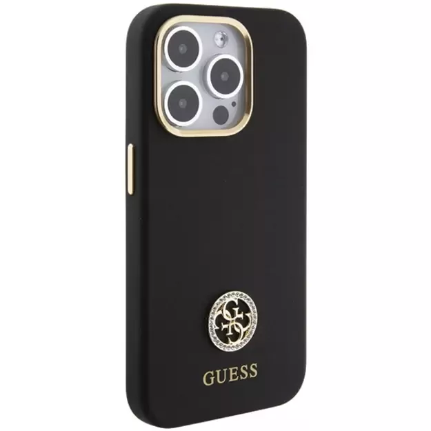 Guess Silicone Logo Strass 4G Case for iPhone 15 Pro - Black 3