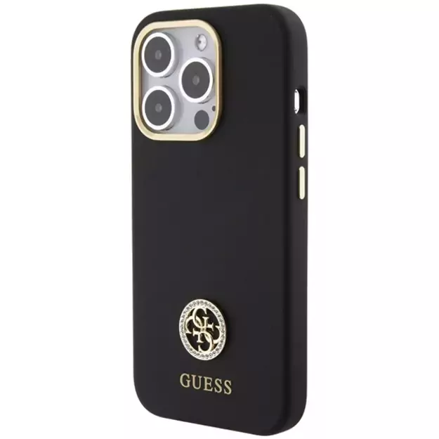 Guess Silicone Logo Strass 4G Case for iPhone 15 Pro - Black 1