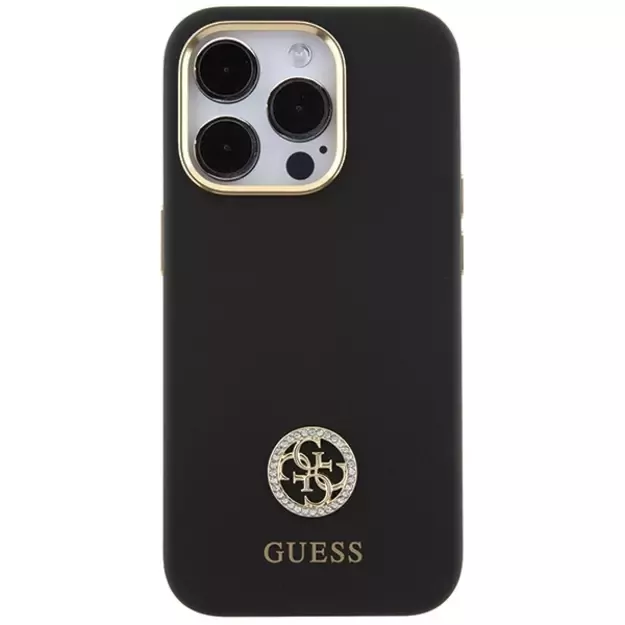 Guess Silicone Logo Strass 4G Case for iPhone 15 Pro - Black 2