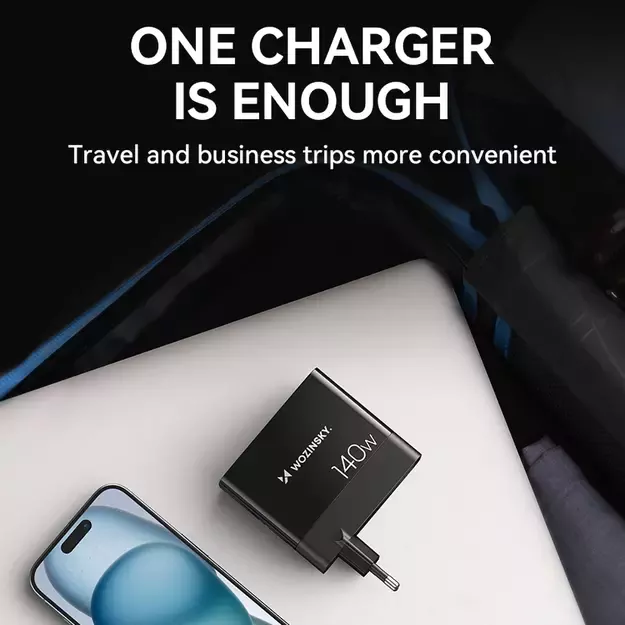 Wozinsky CGWCB 140W GaN wall charger 3 x USB-C / 2 x USB-A - black 20