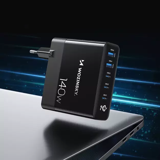 Wozinsky CGWCB 140W GaN wall charger 3 x USB-C / 2 x USB-A - black 21