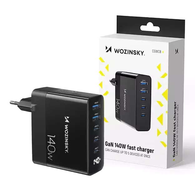Wozinsky CGWCB 140W GaN wall charger 3 x USB-C / 2 x USB-A - black 16