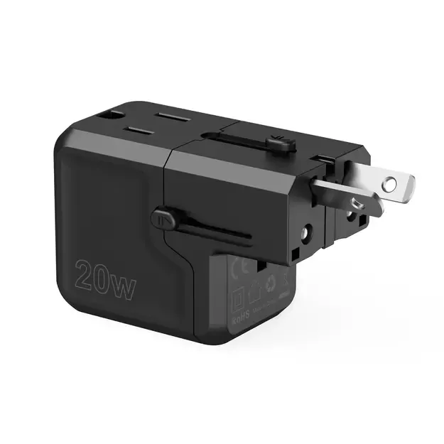 Choetech PD6038 USB-C USB-A PD 20W Travel Charger USA EU UK AU - Black 8