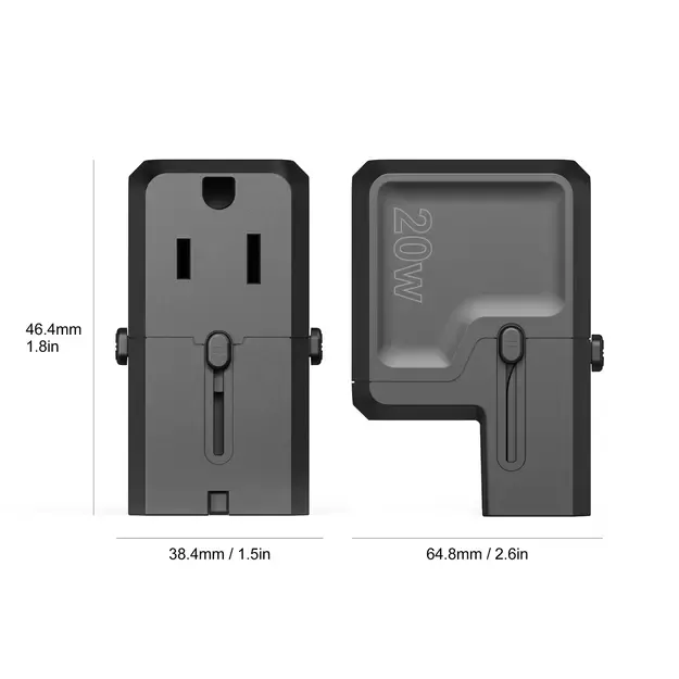 Choetech PD6038 USB-C USB-A PD 20W Travel Charger USA EU UK AU - Black 11