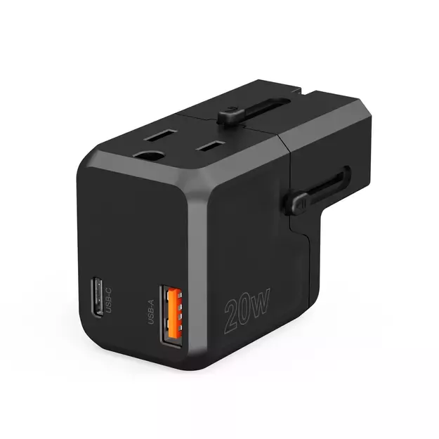 Choetech PD6038 USB-C USB-A PD 20W Travel Charger USA EU UK AU - Black 3