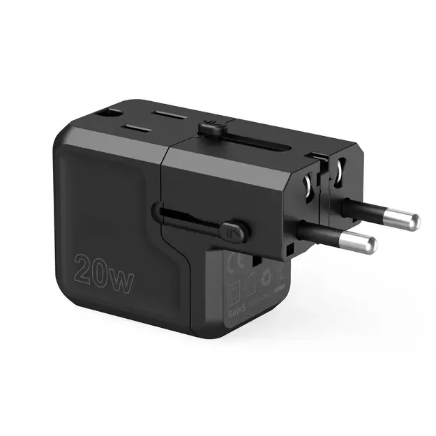Choetech PD6038 USB-C USB-A PD 20W Travel Charger USA EU UK AU - Black 9