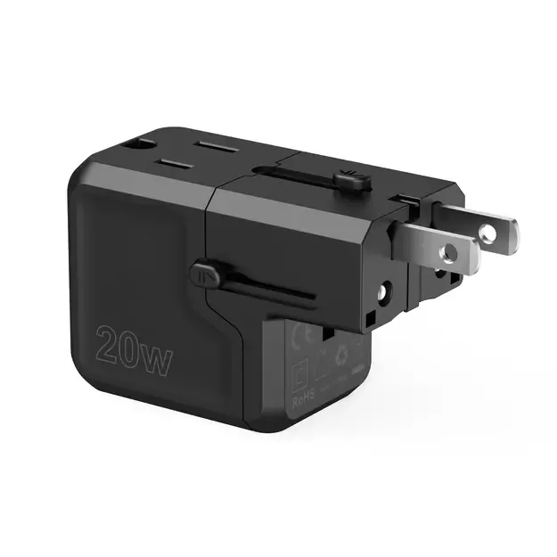 Choetech PD6038 USB-C USB-A PD 20W Travel Charger USA EU UK AU - Black 7