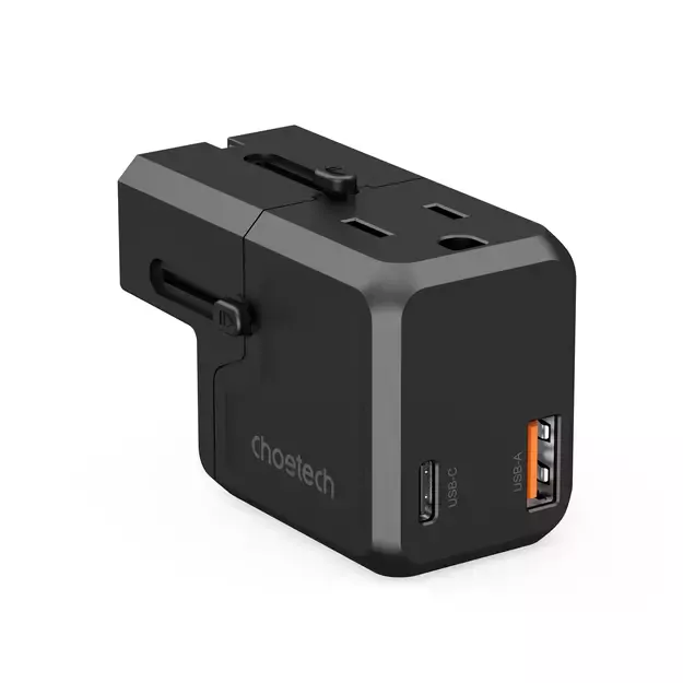 Choetech PD6038 USB-C USB-A PD 20W Travel Charger USA EU UK AU - Black 5
