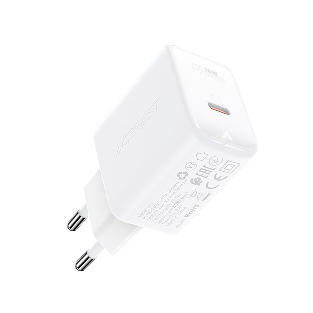 Acefast charger GaN USB Type C 30W, PD, QC 3.0, AFC, FCP white (A21 white) 2