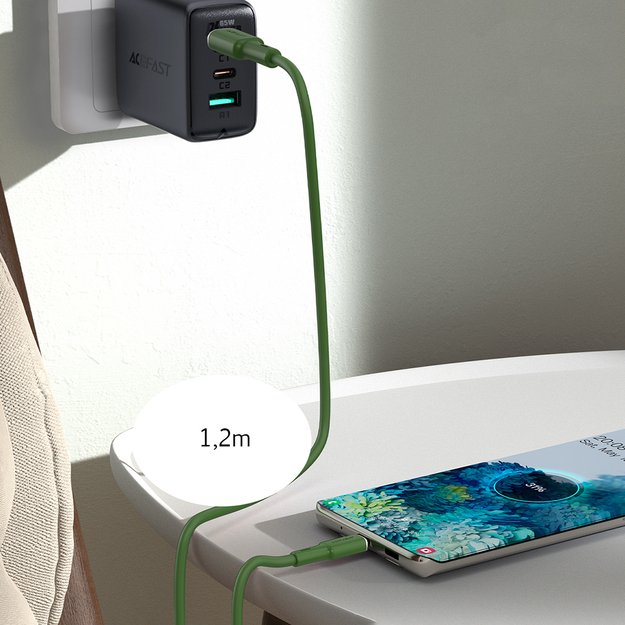 Acefast C2-03-CC USB-C - USB-C PD QC cable 60W 3A 480Mb/s 1.2m - green 22