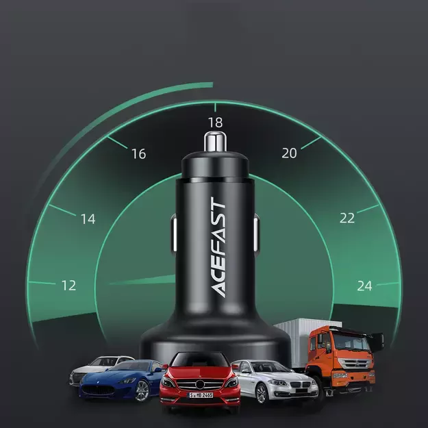 Acefast car charger 66W 2x USB Type C / USB, PPS, Power Delivery, Quick Charge 4.0, AFC, FCP, SCP black (B3 black) 20