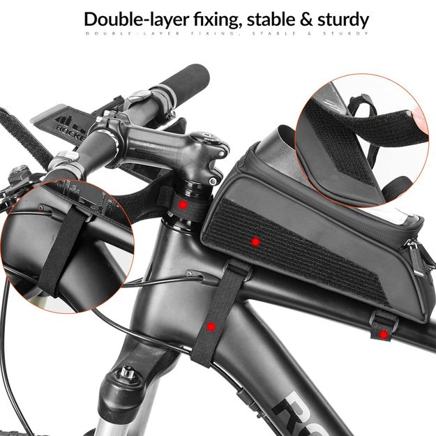 Rockbros 029-1BK bicycle bag for frame with phone cover - black 4
