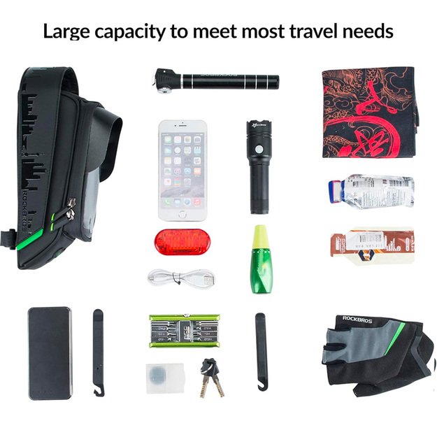 Rockbros 029-1BK bicycle bag for frame with phone cover - black 7