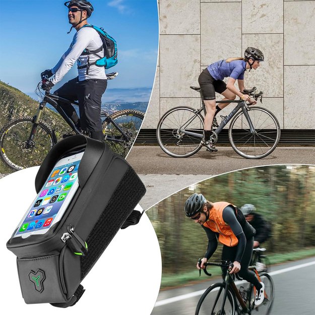 Rockbros 029-1BK bicycle bag for frame with phone cover - black 6