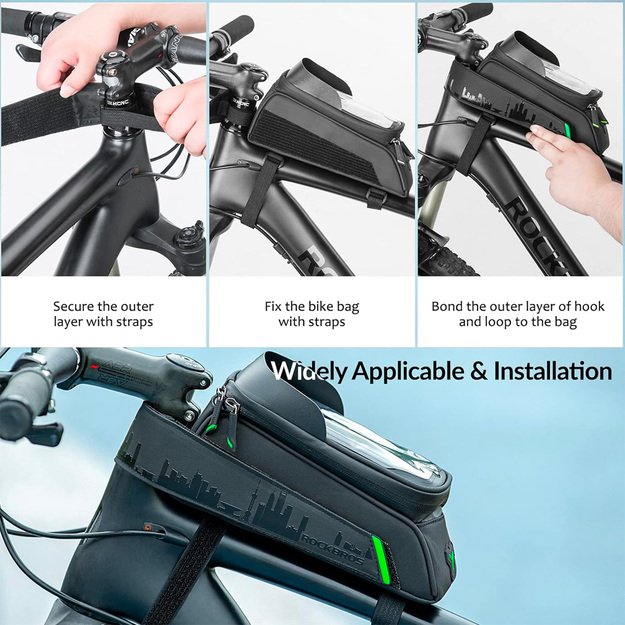 Rockbros 029-1BK bicycle bag for frame with phone cover - black 5