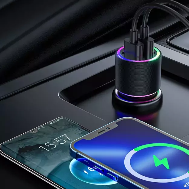 Joyroom car charger 2 x USB with backlight 24W black (JR-CL10) 2