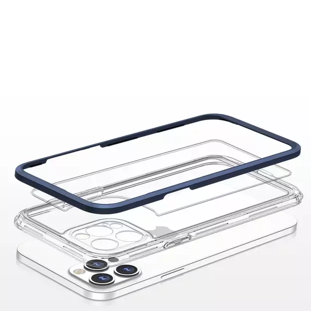 Clear 3in1 case for iPhone 12 Pro Max blue frame gel cover 4