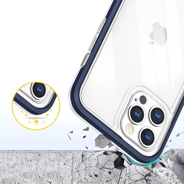 Clear 3in1 case for iPhone 12 Pro Max blue frame gel cover 11
