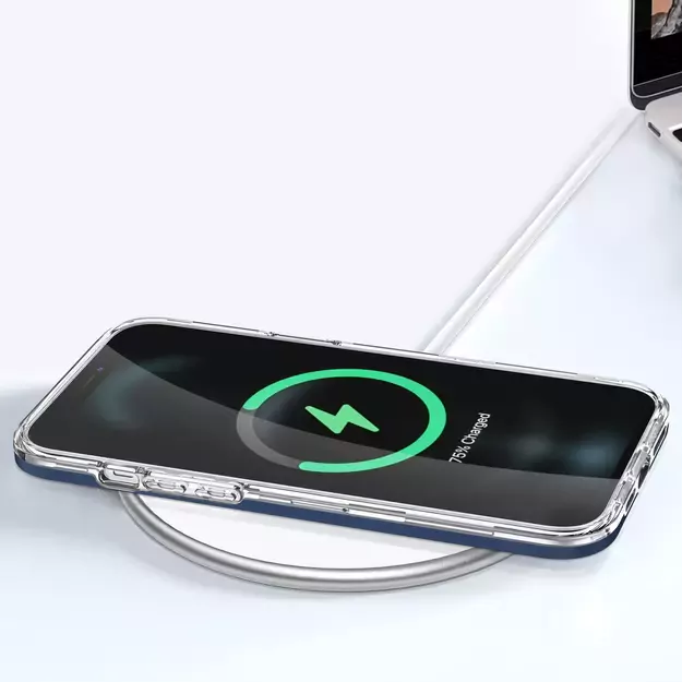 Clear 3in1 case for iPhone 12 Pro Max blue frame gel cover 7