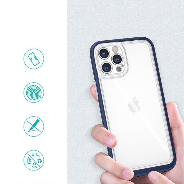 Clear 3in1 case for iPhone 12 Pro Max blue frame gel cover 6