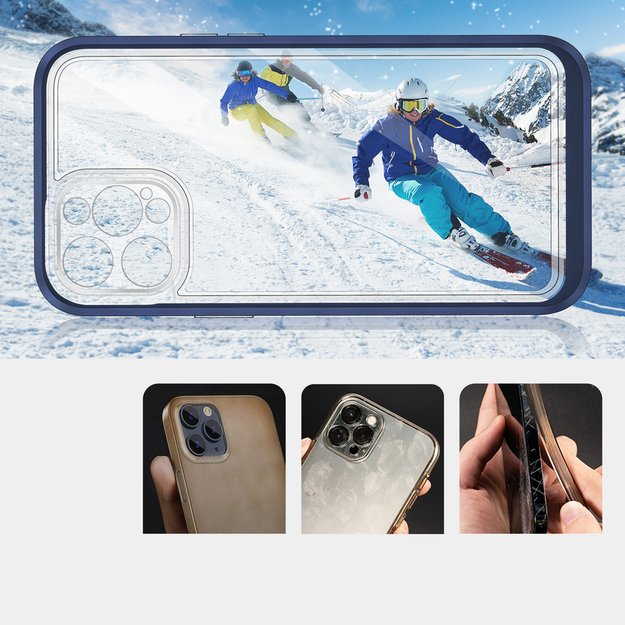 Clear 3in1 case for iPhone 12 Pro Max blue frame gel cover 8