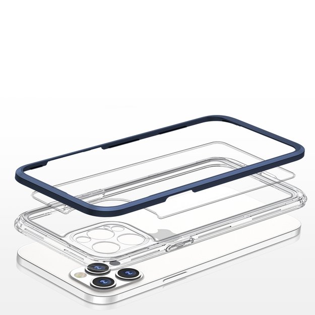 Clear 3in1 case for iPhone 12 Pro Max blue frame gel cover 10