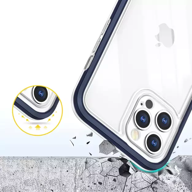 Clear 3in1 case for iPhone 12 Pro Max blue frame gel cover 5