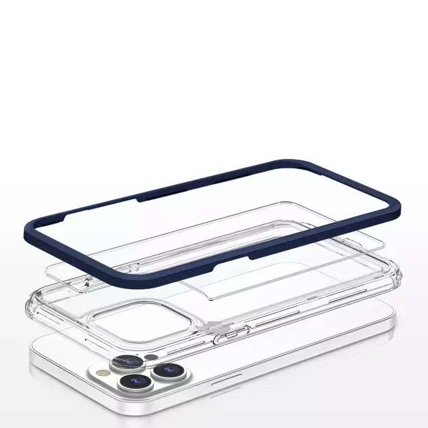 Clear 3in1 Case for iPhone 13 Pro Max Frame Cover Gel Blue 4
