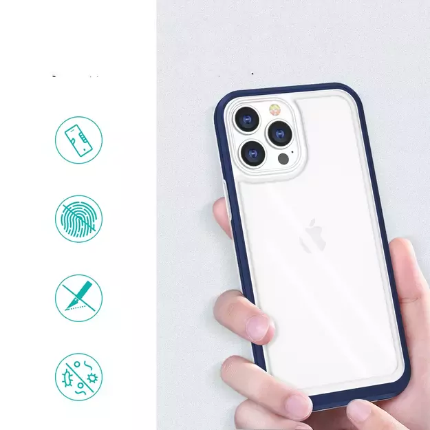 Clear 3in1 Case for iPhone 13 Pro Max Frame Cover Gel Blue 1