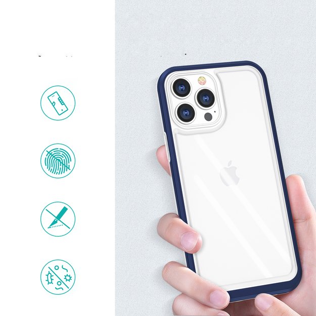 Clear 3in1 Case for iPhone 13 Pro Max Frame Cover Gel Blue 6