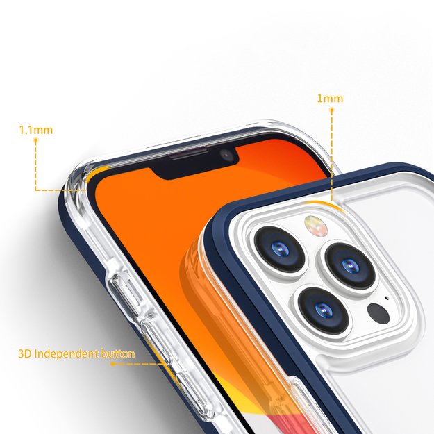 Clear 3in1 Case for iPhone 13 Pro Max Frame Cover Gel Blue 9