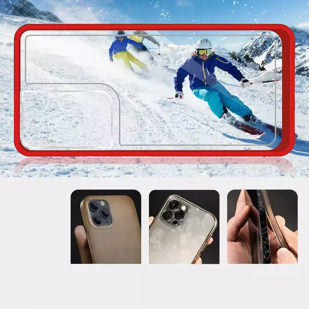 Clear 3in1 Case for Samsung Galaxy S21 Ultra 5G Frame Gel Cover Red 2