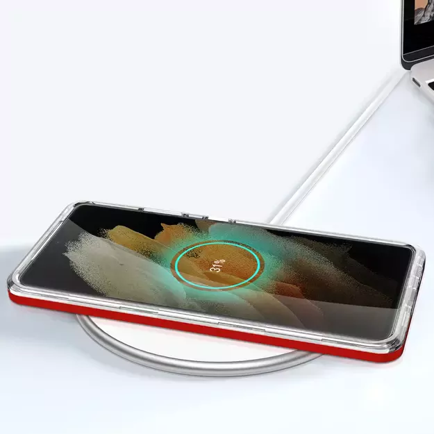 Clear 3in1 Case for Samsung Galaxy S21 Ultra 5G Frame Gel Cover Red 7