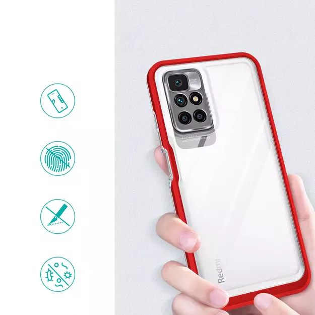 Clear 3in1 Case for Xiaomi Redmi 10 Frame Gel Cover Red 1